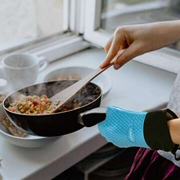 Loveuing Kitchen Oven Gloves - Silicone Dual-Layer Safety Gloves