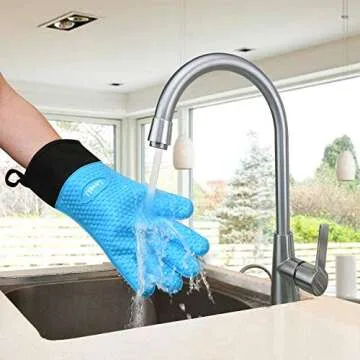 Loveuing Kitchen Oven Gloves - Silicone Dual-Layer Safety Gloves