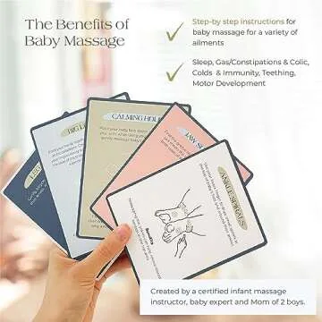 Kahlmi 52 Baby Massage Mama Affirmations Cards for Baby Constipation, Gas Relief, Colic Calm, and Ba...