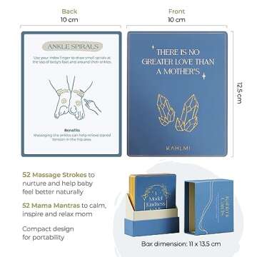 Kahlmi 52 Baby Massage Mama Affirmations Cards for Baby Constipation, Gas Relief, Colic Calm, and Baby Sleep Aid for Newborn, Infant, Toddler, Parents, Mom Gifts, and Baby Gifts