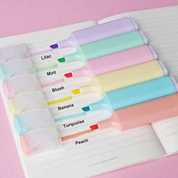 ROTCROSS Aesthetic Cute Highlighters Mild Assorted Colors With Soft Chisel Tip,Dry Fast Easy to Hold,for Journal Bible Planner Notes School Office Supplies,6 Pack Set Students Children Gift
