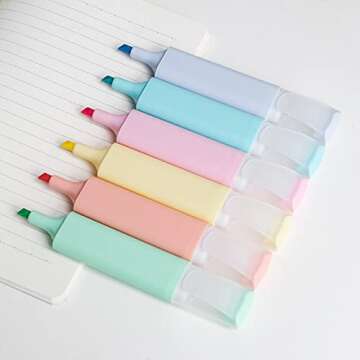 ROTCROSS Aesthetic Cute Highlighters Mild Assorted Colors With Soft Chisel Tip,Dry Fast Easy to Hold,for Journal Bible Planner Notes School Office Supplies,6 Pack Set Students Children Gift