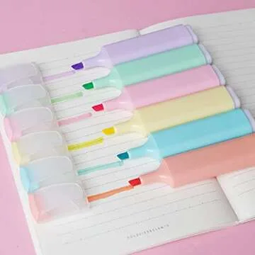 ROTCROSS Aesthetic Cute Highlighters Mild Assorted Colors With Soft Chisel Tip,Dry Fast Easy to Hold,for Journal Bible Planner Notes School Office Supplies,6 Pack Set Students Children Gift