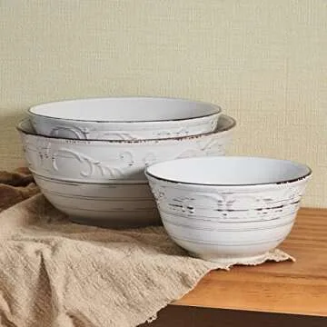 Pfaltzgraff Trellis Serving Bowls Set of 3 in White