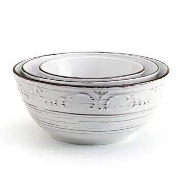 Pfaltzgraff Trellis Serving Bowls Set of 3 in White