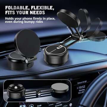 hepanio Electric Vacuum Magnetic Suction Phone Holder,Adjustable Suction Cup Phone Mount for Car,Fol...
