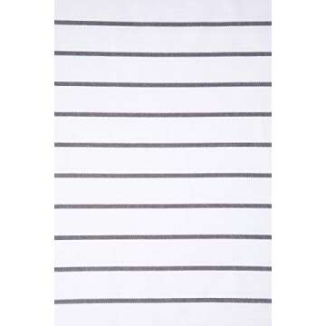 White Shower Curtain for Bathroom, Fabric Shower Curtains, 72x72 in, Farmhouse, Boho, White and Gray Striped Woven