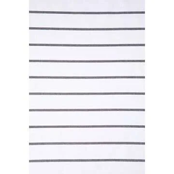 White Shower Curtain for Bathroom, Fabric Shower Curtains, 72x72 in, Farmhouse, Boho, White and Gray Striped Woven