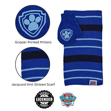 Nickelodeon boys Nickelodeon Toddler Winter Hat, Scarf and Kids Gloves Or Mittens Cold Weather Hat, Blue Mittens, 2-4T US