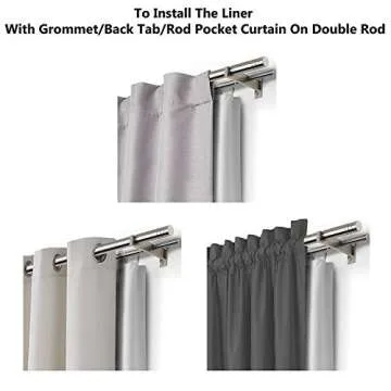 DriftAway Thermal Insulated 100 Percent Darkening Blackout Curtain Liner 2 Panels Each Liner Size 50 Inch by 80 Inch Rings Included Off White Panel