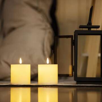 Jolnyus 3x3 inch Ivory Flameless Candles Set of 3 Flickering LED Candles Battery Operated with Remot...