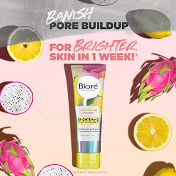 Bioré Daily Brightening Jelly Cleanser, 4 Fluid Ounces, to Banish Pore Build Up and Improve Tone and Texture, For Brighter Skin, For All Skin Types
