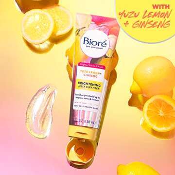 Bioré Daily Brightening Jelly Cleanser, 4 Fluid Ounces, to Banish Pore Build Up and Improve Tone and Texture, For Brighter Skin, For All Skin Types