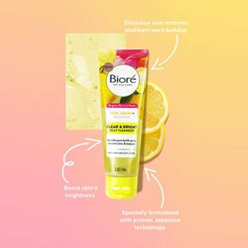 Bioré Daily Brightening Jelly Cleanser, 4 Fluid Ounces, to Banish Pore Build Up and Improve Tone and Texture, For Brighter Skin, For All Skin Types
