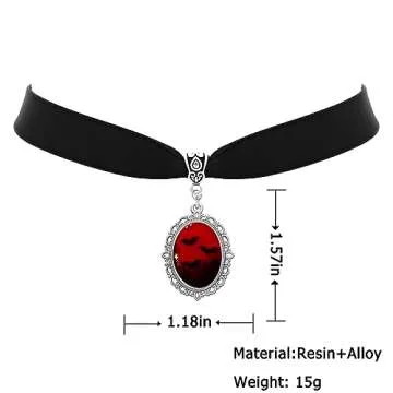 Embrace Gothic Elegance with the TKHLT Blood Bat Cameo Choker Necklace