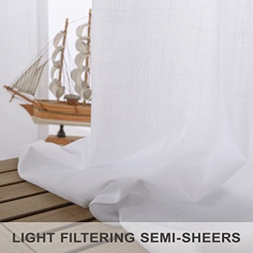 Elegant White Linen Curtains 108 Inches Long for Rooms