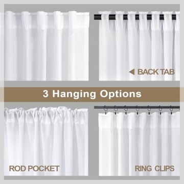 Elegant White Linen Curtains 108 Inches Long for Rooms