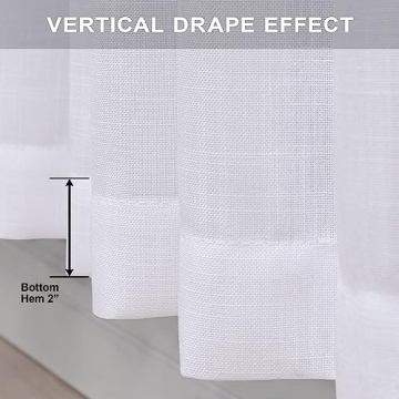 Elegant White Linen Curtains 108 Inches Long for Rooms
