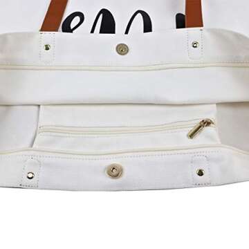 Lamyba Bride Tote Bag with Makeup Bag, Mrs Tote, Bridal Shower Gift, Canvas White