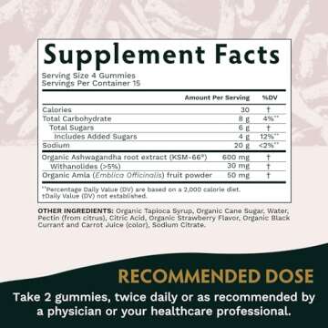 Ashwagandha KSM-66 Gummies for Adults - Pure Organic Root Extract Ayurvedic Supplement Gummy for Men & Women, Focus Mood Support Increase Energy Strength 600mg of Natural KSM66 for Superior Absorption