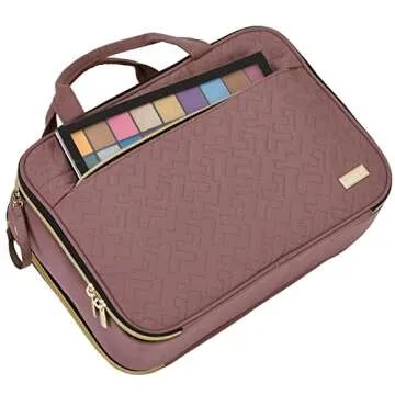 NISHEL Travel Makeup Bag Stand Up, Portable Cosmetic Organizer, Travel Cosmetic Case for Travel-Size Toiletries, Rosewood-Pink