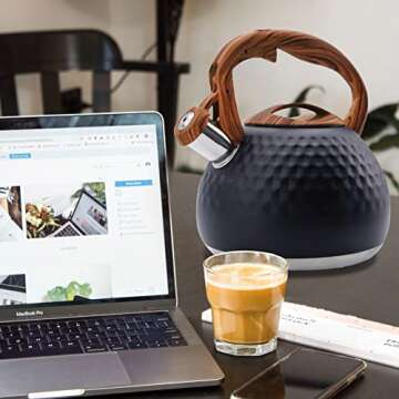 GGC Tea Kettle - Unique Loud Whistling Design with Ergonomic Handle, 3.1 Quart