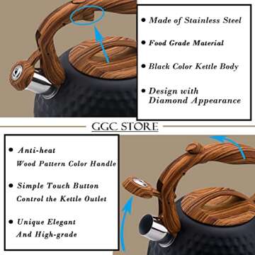 GGC Tea Kettle - Stylish & Large Capacity for Kitchen