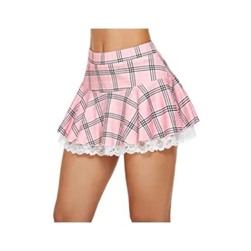 Avidlove Women's Sexy Pleated Mini Skirt with Lace Ruffles
