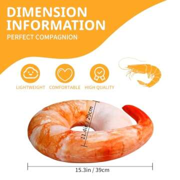 Goetland Large Shrimp Neck Pillow U Shaped Realistic Simulation Travel Throw Cushion Plush Toy