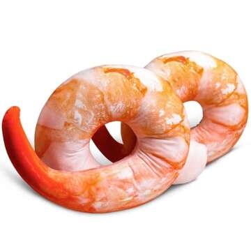 Goetland Large Shrimp Neck Pillow U Shaped Realistic Simulation Travel Throw Cushion Plush Toy