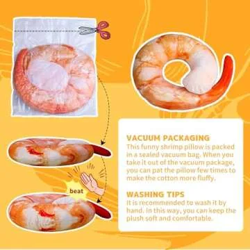 Goetland Large Shrimp Neck Pillow U Shaped Realistic Simulation Travel Throw Cushion Plush Toy
