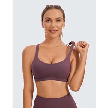 CRZ YOGA Women's Light Support Strappy Sports Bra - Low Cut Padded Cami with Criss Cross Back in Arc...