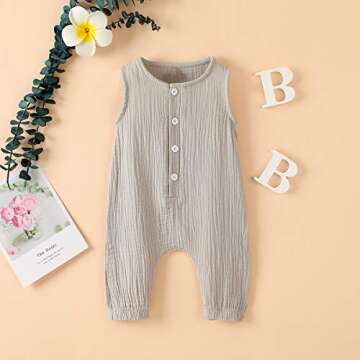 Newborn Baby Girl Romper Jumpsuit Cotton Linen Sleeveless Ruffled Bodysuit Infant Summer Clothes Out...