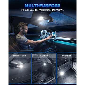 Marsauto 194 LED Bulbs - 6000K Xenon White, Pack of 10