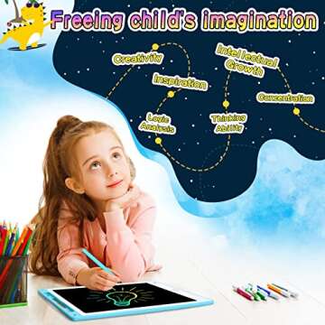 LCD Writing Tablet Doodle Board, 10 Inch Drawing Tablet Pad for Kids, Learning Educational Toys Car Road Trip Travel Activity Essentials Birthday Gift for Boys Girls Toddlers Ages 1 2 3 4 5 6 8 Years