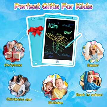 LCD Writing Tablet Doodle Board, 10 Inch Drawing Tablet Pad for Kids, Learning Educational Toys Car Road Trip Travel Activity Essentials Birthday Gift for Boys Girls Toddlers Ages 1 2 3 4 5 6 8 Years