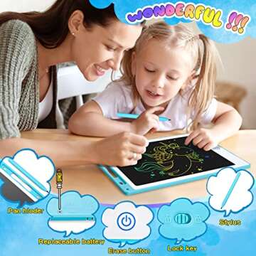 LCD Writing Tablet Doodle Board, 10 Inch Drawing Tablet Pad for Kids, Learning Educational Toys Car Road Trip Travel Activity Essentials Birthday Gift for Boys Girls Toddlers Ages 1 2 3 4 5 6 8 Years