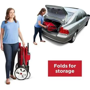 Radio Flyer Stroller Wagon with 5-Point Harnesses, Rear Brake, and Push Pull Handle, Red