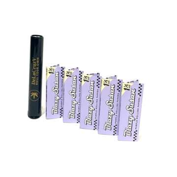 Blazy Susan Purple Rolling Paper 11/4 Slow Burning Ultra Thin 5 Packs and DeLaCruzV Tube.