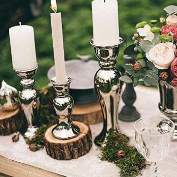 DEYBBY Natural Beeswax Taper Candles,8inch Dripless and Smokeless White Bee Wax,4Hour Burn Time Flat Top (Pack of 6)