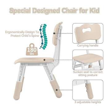 DOREROOM Adjustable Kids Table and Chair Set for Toddlers