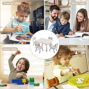 DOREROOM Adjustable Kids Table and Chair Set for Toddlers