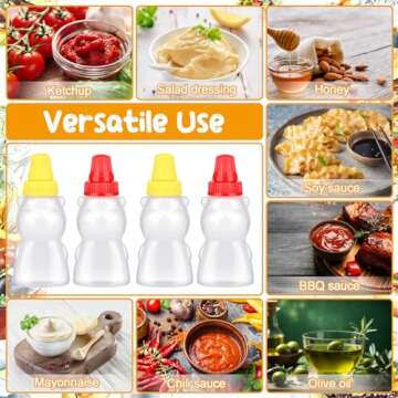 Hoemwarm 16Pcs Mini Condiment Squeeze Bottles,25 ML Mini Ketchup Bottle for Lunch Box Plastic Portab...