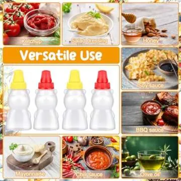 Hoemwarm 16Pcs Mini Condiment Squeeze Bottles,25 ML Mini Ketchup Bottle for Lunch Box Plastic Portab...