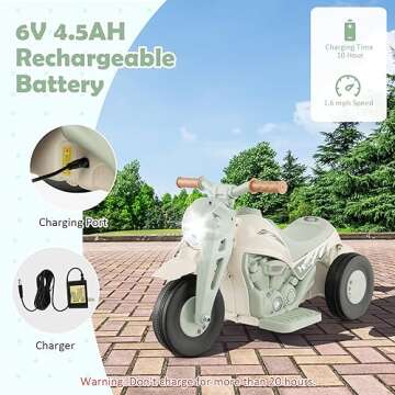 HONEY JOY Ride On Motorcycle, 6V Toddler Motorcycle with Bubble Maker, LED Light, Music, Foot Pedal, Forward/Backward, 3-Wheel Battery Powered Electric Motorcycle for Kids, Gift for Boys Girls (Beige)