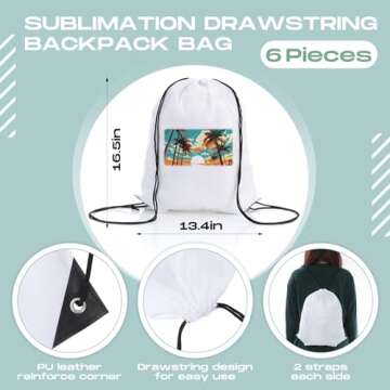 Qinyoung 6 Set 20 oz Sublimation Water Bottle Drawstring Bags and Sublimation Towels Aluminum Sport Water Bottle with Sweat Towel and Storage Bag DIY for Travel Hiking Gym Fishing (Classic Style)