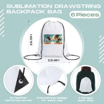 Qinyoung 6 Set 20 oz Sublimation Water Bottle Drawstring Bags and Sublimation Towels Aluminum Sport Water Bottle with Sweat Towel and Storage Bag DIY for Travel Hiking Gym Fishing (Classic Style)