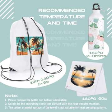 Qinyoung 6 Set 20 oz Sublimation Water Bottle Drawstring Bags and Sublimation Towels Aluminum Sport Water Bottle with Sweat Towel and Storage Bag DIY for Travel Hiking Gym Fishing (Classic Style)