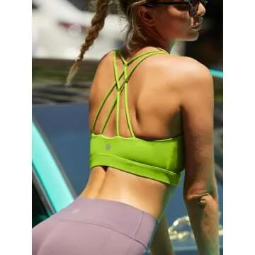 Sports Bras for Women,Padded Green Sports Bra Tank Top Sexy Crisscross Back High Impact Longline Workout Yoga Bra(WX2934Electric Lemon,M)