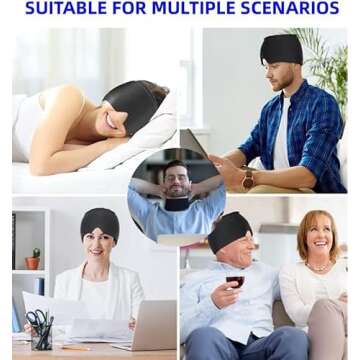 Hameisen Headache Cap Migraine, Gel Ice Headache Relief Hat, Wearable Cold Therapy Migraine Relief Cap, Comfortable & Stretchable Ice Pack Eye Mask for Puffy Eyes, Tension and Stress Relief